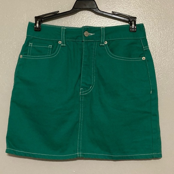 Forever 21 Skirts Forever 2 Green Y2k Denim Skirt With Back Pockets